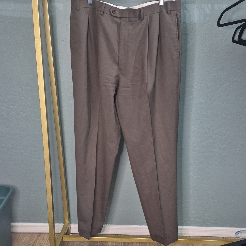 Lauren Ralph Lauren Men's Brown Pleated Dress Pants